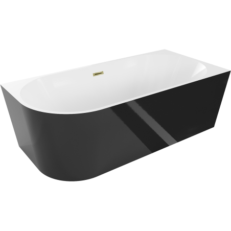 Mexen Mia свободностояща вана ъглова дясна 160 x 75 см, бяла/черна, златно