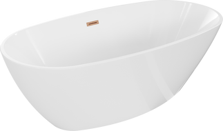 Mexen Eris самостоятелна вана 155 x 80 см, бяла, с brushed меден преливник - 53441558000-65