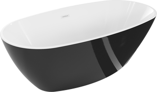 Mexen Eris самостояща вана 155 x 80 см, бяла/черна, бял преливник - 53441558075-20