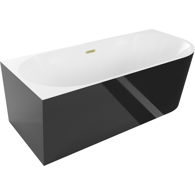 Mexen Mia свободностояща ъглова вана лява 170 x 80 см, бяла/черна, преливник златист матов - 52691708075L-55