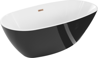 Mexen Eris самостоятелна вана 155 x 80 см, бяла/черна, прелив розово злато - 53441558075-60