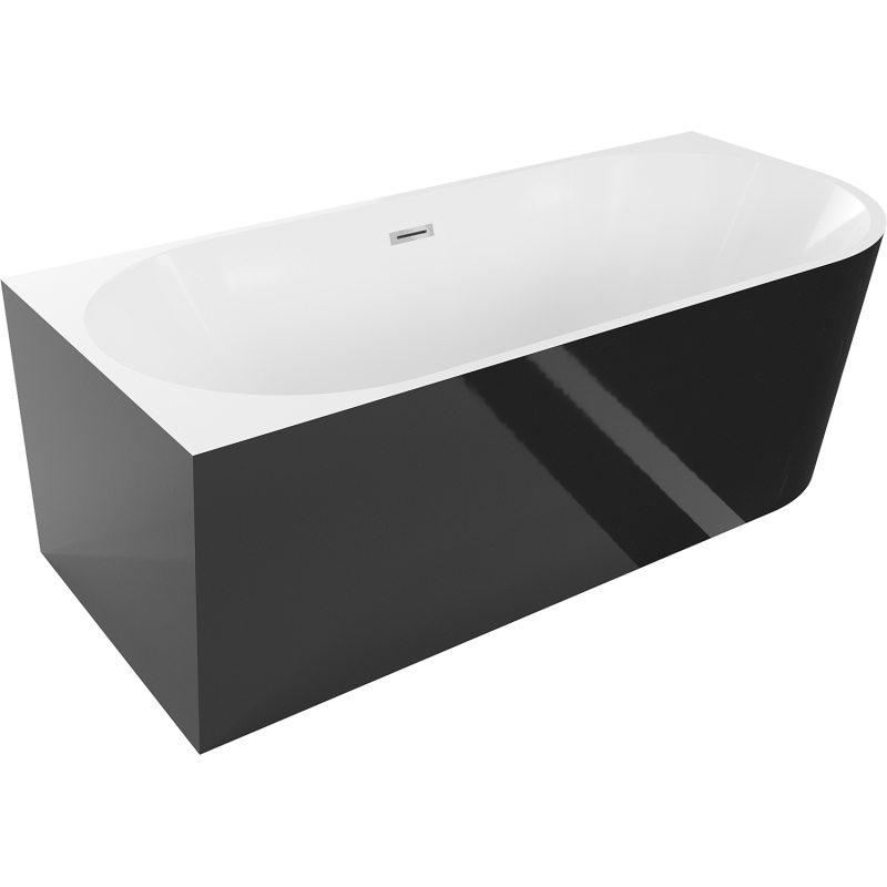 Mexen Mia свободностояща вана ъглова лява 170 x 80 см, бяла/черна, с хромиран