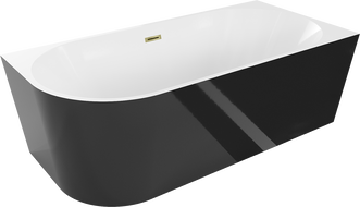 Mexen Mia свободностояща ъглова вана дясна 170 x 80 cm, бяла/черна, преливник златен - 52691708075P-50