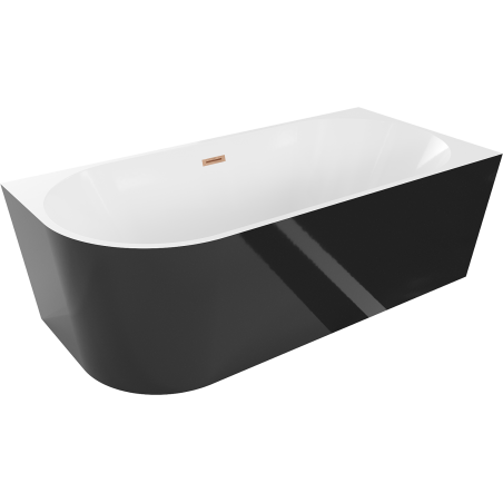 Mexen Mia свободностояща ъглова вана дясна 170 x 80 см, бяла/черна, преливник