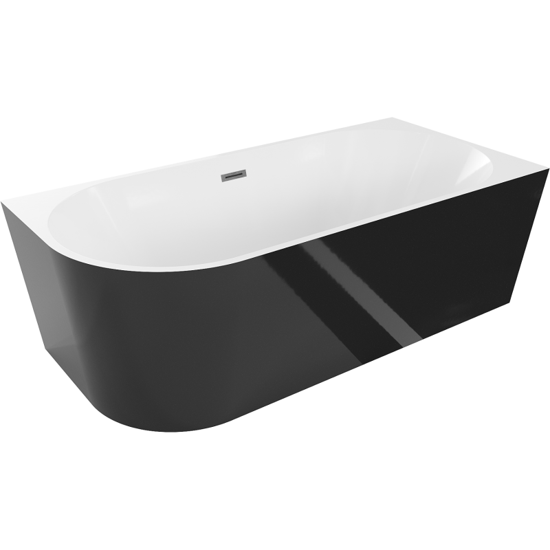 Mexen Mia самостоятелна вана за ъглов десен монтаж 170 x 80 см, бяла/черна, преливник gun gray матова - 52691708075P-66