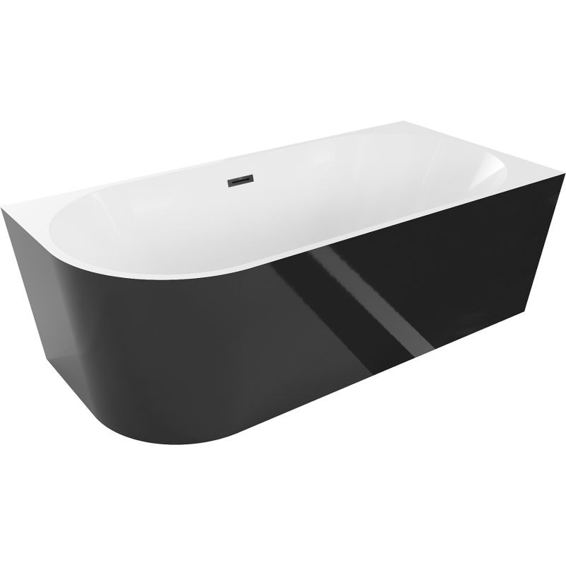 Mexen Mia свободностояща ъглова вана дясна 170 x 80 см, бяла/черна, черен