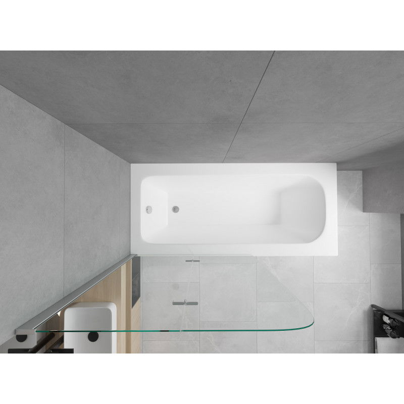 Mexen Vega правоъгълна вана 160 x 70 cm с покритие и двукрилен параван 80 cm, прозрачен, хром - 550116070X9008020100