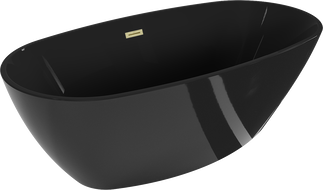 Mexen Eris свободностояща вана 170 x 80 см, черна, със златен четкан прелив