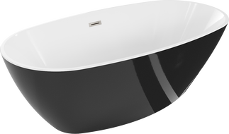 Mexen Eris самостоятелна вана 180 x 80 см, бяла/черна, преливник четкан никел - 53441808075-97