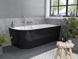 Mexen Mia свободно стояща вдясно-обратна вана 180 x 80 см, бяла/черна, brushed nickel прелив - 52691808075P-97