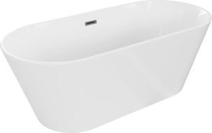 Mexen Flavia свободностояща вана 150 x 75 см, бяла, с отлив gun gray четка - 54031507500-66