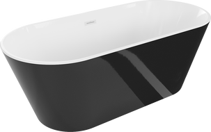 Mexen Flavia самостоятелно стояща вана 150 x 75 cм, бяло/черно, бял преливник - 54031507575-20