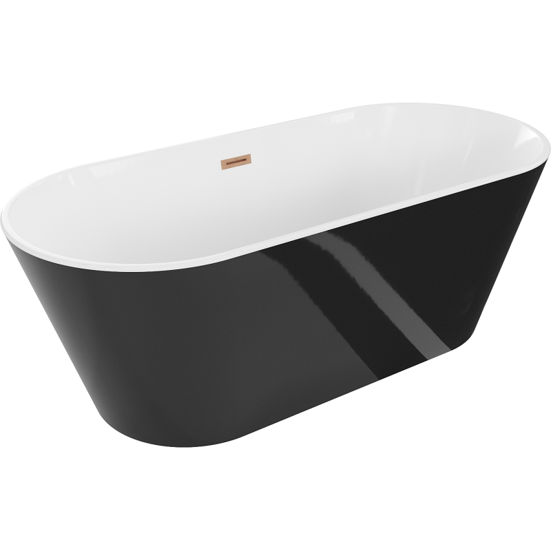 Mexen Flavia свободностояща вана 150 x 75 см, бяла/черна, преливник от четкана