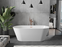Mexen Flavia самостоятелна вана 160 x 75 см, бяла, с brushed меден отточен отвор - 54031608000-65