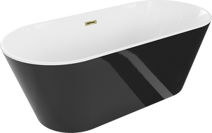 Mexen Flavia свободностояща вана 160 x 75 см, бяла/черна, злато преливник - 54031608075-50