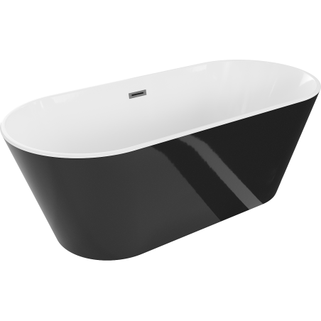 Mexen Flavia самостоятелна вана 160 x 75 см, бяла/черна, преливник gun gray четка - 54031608075-66