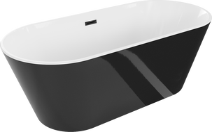 Mexen Flavia самостоятелно стояща вана 160 x 75 см, бяла/черна, черен преливник - 54031608075-70