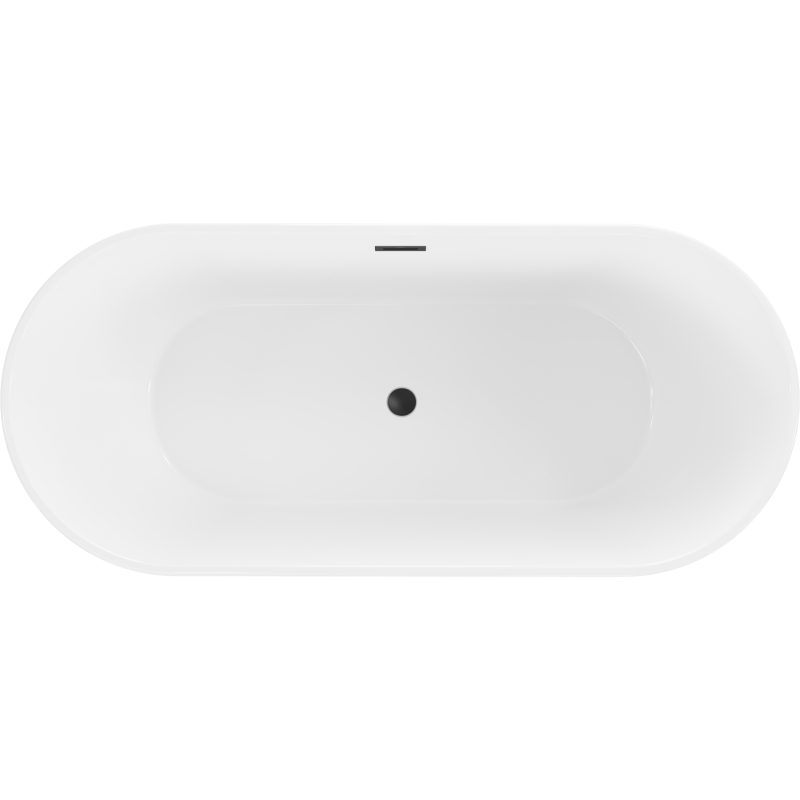 Mexen Flavia самостоятелно стояща вана 160 x 75 см, бяла/черна, черен преливник - 54031608075-70