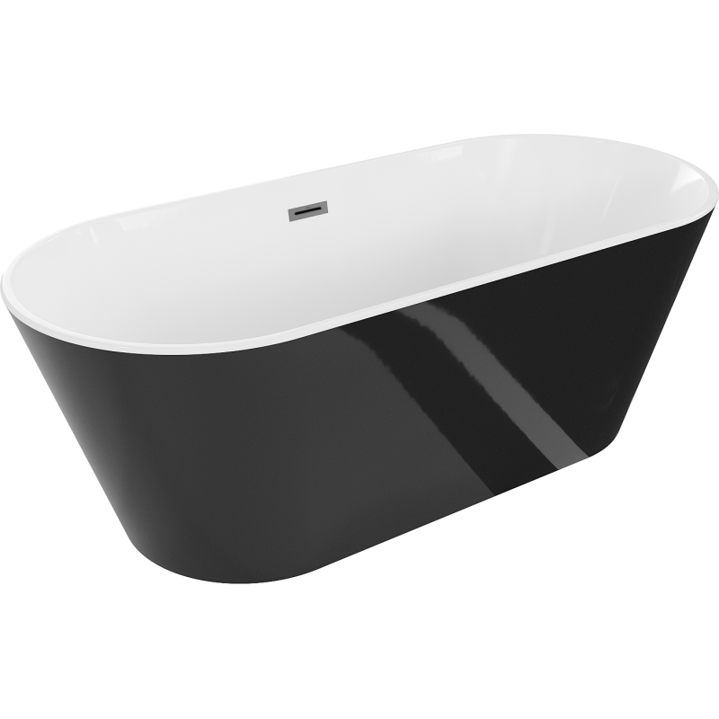Mexen Flavia самостоятелна вана 160 x 75 cm, бяла/черна, преливник gun metal - 54031608075-95