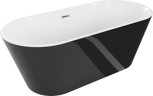 Mexen Flavia самостоятелна вана 170 x 75 см, бяла/черна, хромиран преливник - 54031708075-01