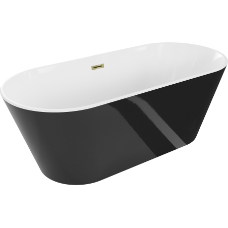 Mexen Flavia свободностояща вана 170 x 75 см, бяла/черна, с преливник златен - 54031708075-50