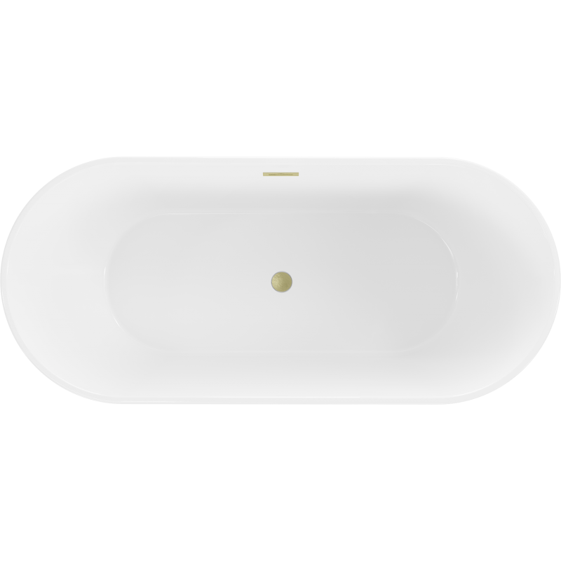 Mexen Flavia свободностояща вана 170 x 75 см, бяла/черна, преливник злато матово - 54031708075-55