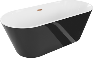 Mexen Flavia свободностояща вана 170 x 75 см, бяла/черна, преливник от четкана мед - 54031708075-65