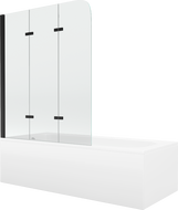Mexen Vega правоъгълна вана 160 x 70 cm с панели и 3-крилен параван 120 cm, прозрачен, черен - 550116070X9012037000