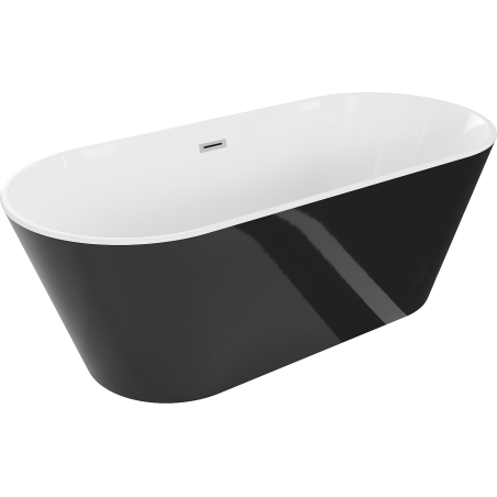 Mexen Flavia свободностояща вана 170 x 75 см, бяла/черна, преливник четкан никел - 54031708075-97
