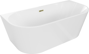 Mexen Oval свободностояща стена 170 x 80 см, бяла, златен отвор - 52671708000-50