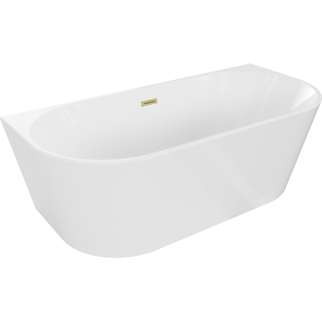 Mexen Oval вана свободно стояща стена 170 x 80 см, бяла, с отводен златен хром  - 52671708000-55