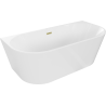 Mexen Oval вана свободно стояща стена 170 x 80 см, бяла, с отводен златен хром  - 52671708000-55