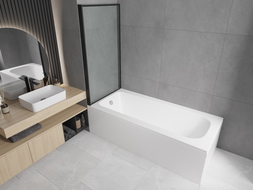 Mexen Vega правоъгълна вана 160 x 70 см с покритие и еднокрилен параван 80 см,