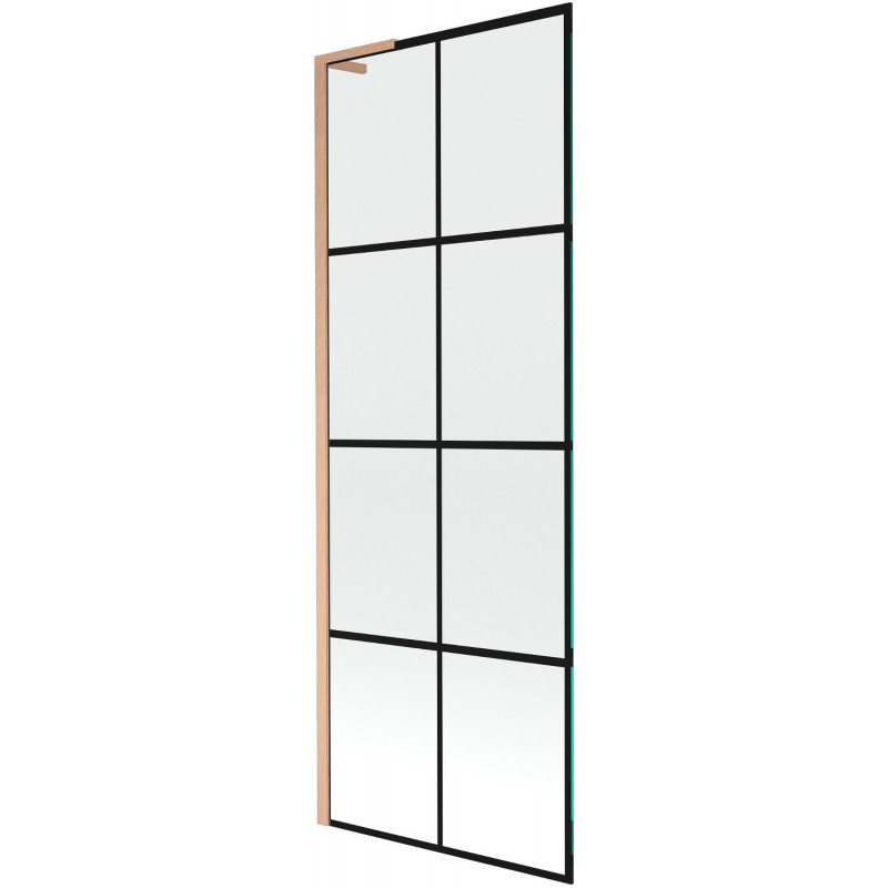 Mexen Next L параван за вана 1-крилен 70 x 150 см, черна решетка, матирана мед - 895-070-000-03-77-65