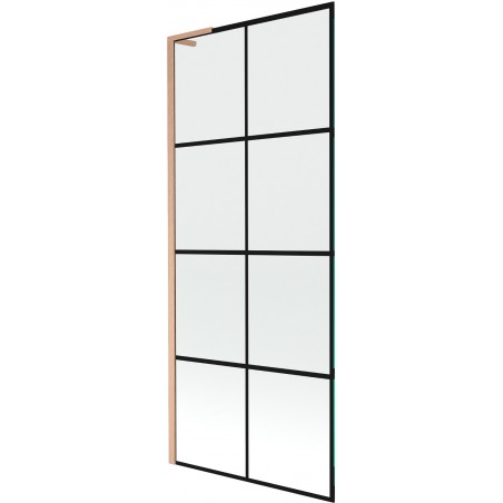 Mexen Next L сгъваем параван за баня с едно крило 80 x 150 cm, черна решетка, матирана мед - 895-080-000-03-77-65