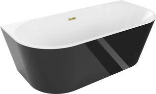 Mexen Oval вана самостоятелна стена 160 x 80 см, бяла/черна, златен brushed overflow - 52671608075-55