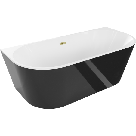 Mexen Oval вана самостоятелна стена 170 x 80 см, бяла/черна, отвод с brushed злато - 52671708075-55