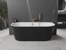 Mexen Oval самостоятелна вана 170 x 80 см, бяла/черна, розово злато - 52671708075-60