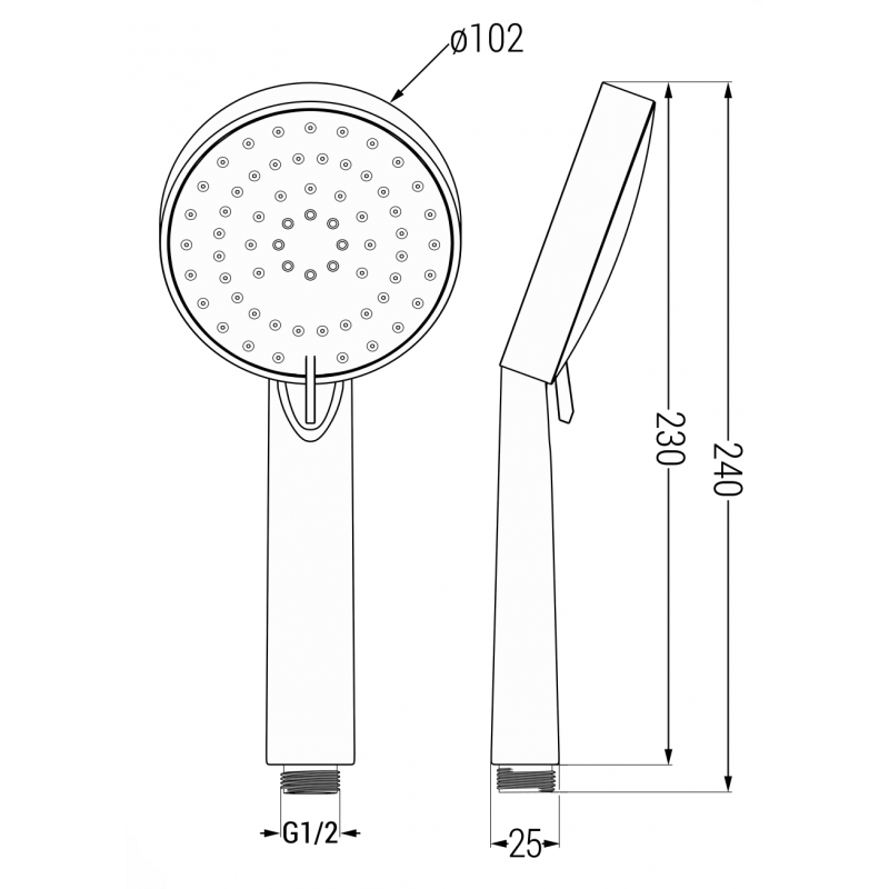 Mexen R-75 трифункционален душ ръчен, черен - 79575-70