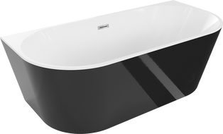 Mexen Oval свободностояща стенна вана 160 x 80 см, бяла/черна, хромиран прелив - 52671608075-01