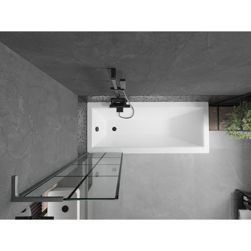 Mexen Next L параван за вана с 1 крило 50 x 150 cm, черна решетка, gun gray четкан - 895-050-000-03-77-66