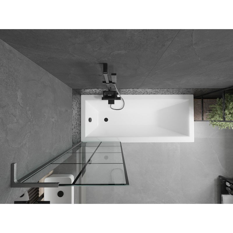 Mexen Next L параван за вана с 1 крило 60 x 150 см, черна решетка, полиран gun gray - 895-060-000-03-77-66