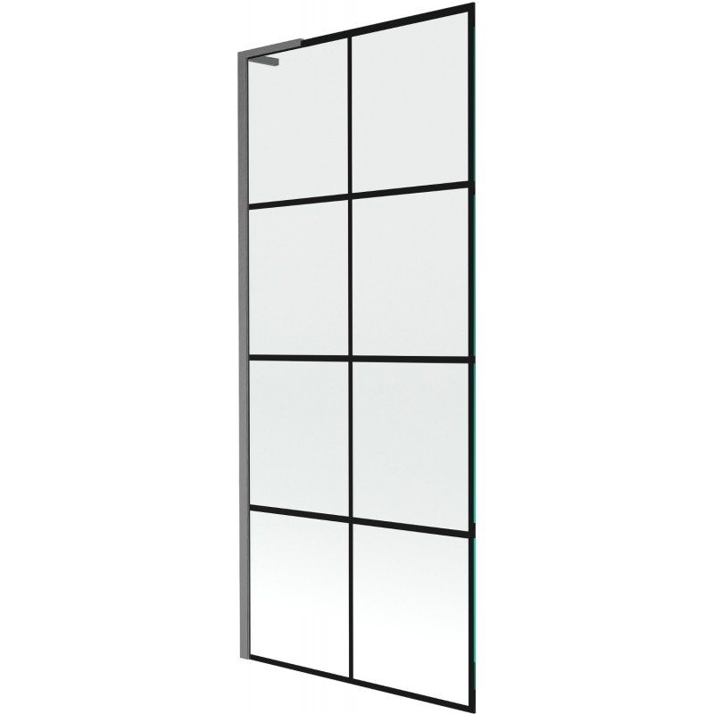 Mexen Next L параван за вана с 1 крило 80 x 150 см, черна решетка, четкан сив металик - 895-080-000-03-77-66