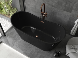Mexen Montana свободностояща вана 170 x 80 cm, черна, преливник четкана мед - 52011708070-65