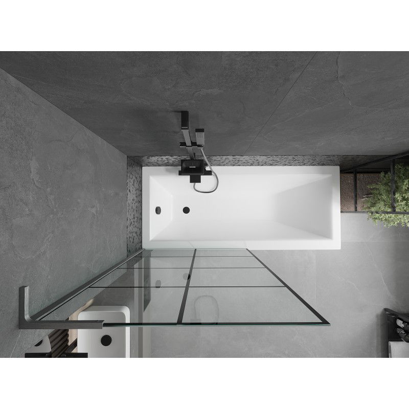 Mexen Next L параван за вана с 1 крило 90 x 150 см, черна решетка, пистолет сив матов - 895-090-000-03-77-66