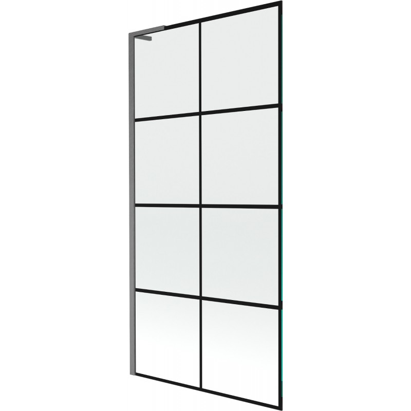 Mexen Next L параван за вана с 1 крило 90 x 150 см, черна решетка, пистолет сив матов - 895-090-000-03-77-66