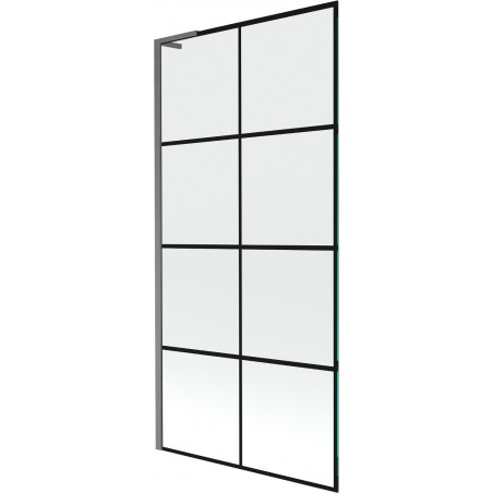 Mexen Next L параван за вана с 1 крило 90 x 150 см, черна решетка, пистолет сив матов - 895-090-000-03-77-66