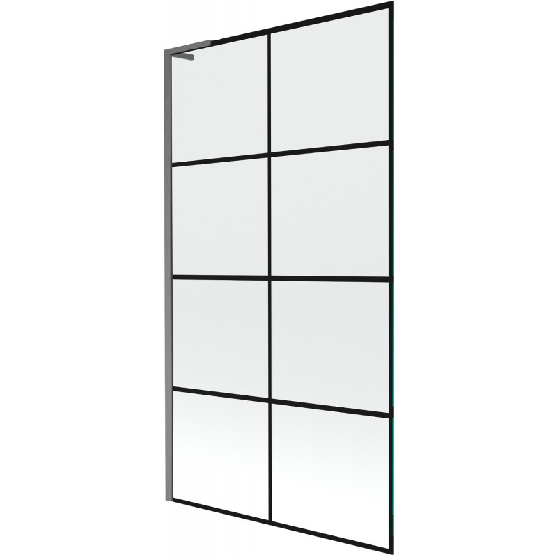 Mexen Next L параван за вана 1-крилен 100 x 150 см, черна решетка, пистолетно сив четкан - 895-100-000-03-77-66