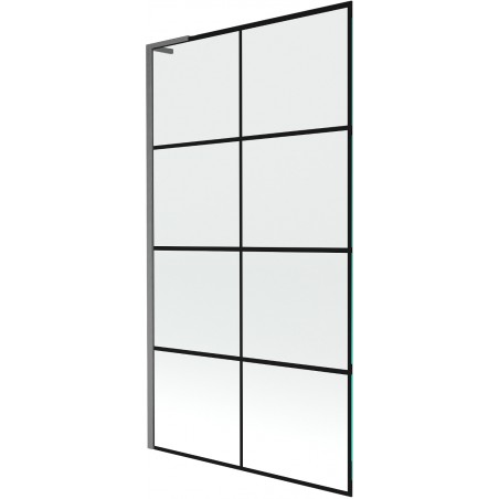 Mexen Next L параван за вана 1-крилен 100 x 150 см, черна решетка, пистолетно сив четкан - 895-100-000-03-77-66