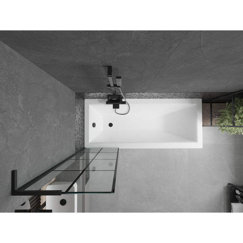 Mexen Next L параван за вана еднокрилен 50 x 150 см, черна решетка, черен - 895-050-000-03-77-70